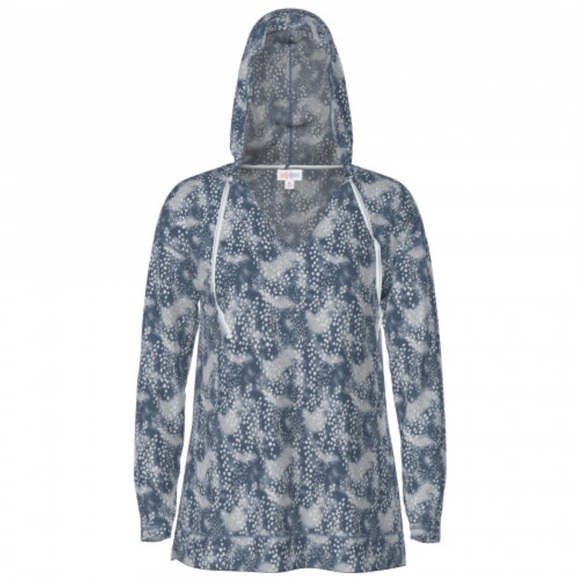 LuLaRoe Tops - LuLaRoe Blue and White Hooded sweatshirt